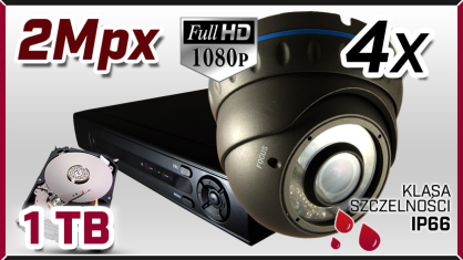 monitoring AHD 4x kamera AHD-907, rejestrator HD-AHD-04CH, dysk 1TB, akcesoria