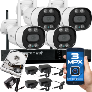 Zestaw monitoringu bezprzewodowego WiFi 4 kamery z mikrofonem 3Mpx
