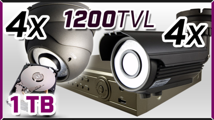 monitoring 4x kamera ESDR-1400/2.8-12, 4x kamera ESBR-1400/2.8-12, rejestrator ES-DVR5008, dysk 1TB, akcesoria
