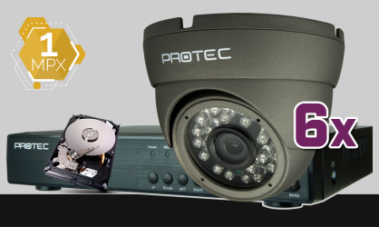 monitoring HD, 6x kamera ESDR-1084, rejestrator cyfrowy 8-kanałowy ES-XVR7908, dysk 1TB, akcesoria