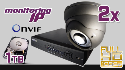 monitoring IP 2x kamera IPC-D5200HIR, rejestrator PR-NVR0402mini, dysk 1TB, akcesoria