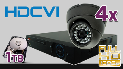 monitoring HDCVI 4x kamera ESDR-CV1020", rejestrator PR-HCR5104, dysk 1TB, akcesoria