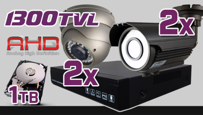 monitoring AHD 2x kamera ESDR-A1296/2.8-12, 2x kamera ESBR-A1296/2.8-12, rejestrator ES-AHD7804, dysk 1TB, akcesoria