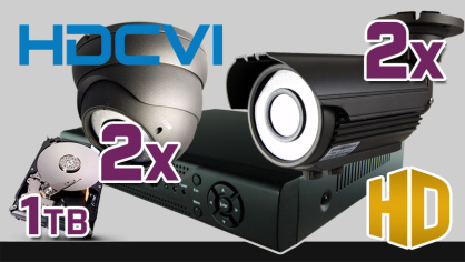 monitoring HDCVI 2x kamera ESDR-CV1220/2.8-12, 2x kamera ESBR-CV1220/2.8-12, rejestrator PR-HCR5104, dysk 1 TB, akcesoria