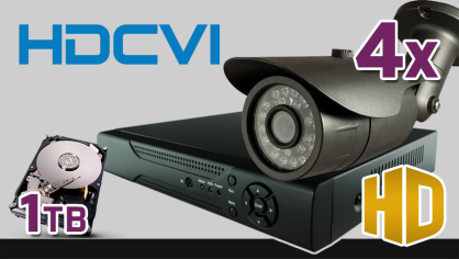 monitoring HDCVI 4x kamera ESBR-1072, rejestrator PR-HCR2104, dysk 1TB, akcesoria