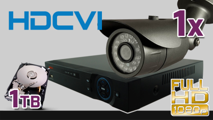 monitoring HDCVI 1x kamera ESBR-CV1620", rejestrator PR-HCR5104, dysk 1TB, akcesoria