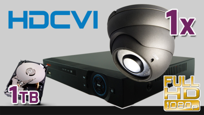 monitoring HDCVI 1x kamera ESDR-CV1220/2.8-12", rejestrator PR-HCR5104, dysk 1TB, akcesoria