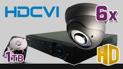 monitoring HDCVI 6x kamera ESDR-CV1220/2.8-12, rejestrator PR-HCR5108, dysk 1TB, akcesoria