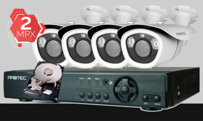 monitoring Full HD, 4x kamera ESBR-1504/2,8-12IR70, rejestrator cyfrowy 4-kanałowy ES-XVR7904, dysk 1TB, akcesoria