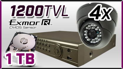 monitoring 4x kamera ESDR-1400ICR, rejestrator ES-DVR5004, dysk 1TB, akcesoria