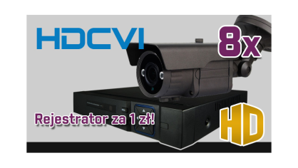 monitoring 8x kamera HDCVI + rejestrator cyfrowy HDCVI za 1 zł 