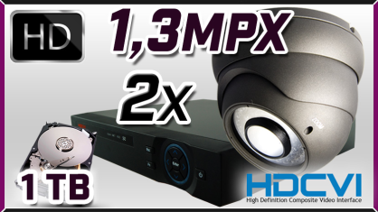 monitoring HDCVI 2x kamera ESDR-CV1220/2.8-12, rejestrator PR-HCR5108, dysk 1TB, akcesoria