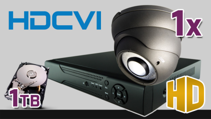 monitoring HDCVI 1x kamera ESDR-1072/2.8-12, rejestrator PR-HCR5104, dysk 1TB, akcesoria