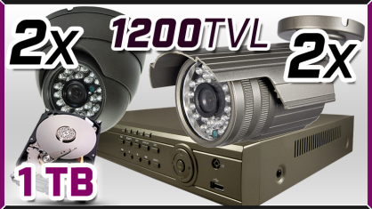 monitoring 2x kamera ESDR-1400ICR, 2x kamera ESBR-1200, rejestrator  ES-DVR5004, dysk 1TB, akcesoria