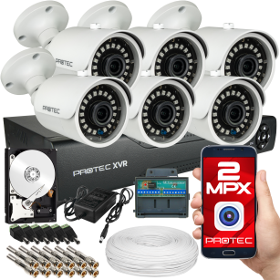 Zestaw 6 kamer do monitoringu FullHD 2Mpx, IR 30m