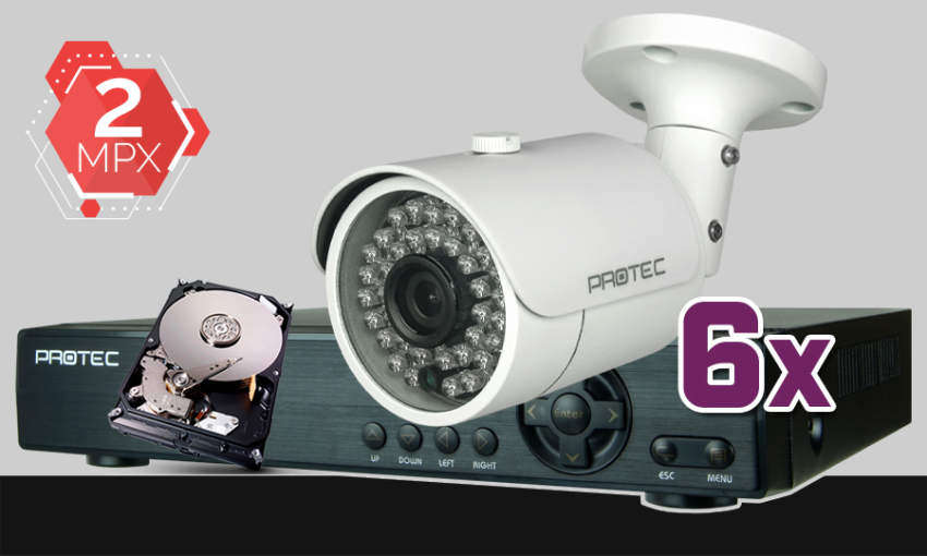 monitoring 6 kamer Full HD 2Mpx, 25m noc, dysk 1TB, podgląd online, szeroki kąt