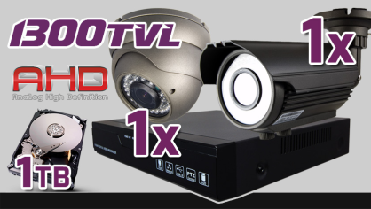 monitoring 1x kamera ESDR-A1296/2.8-12, 1x kamera ESBR-A1296/2.8-12, dysk 1TB, akcesoria