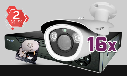 monitoring Full HD, 16x kamera ESBR-1504/2,8-12IR70, rejestrator cyfrowy 16-kanałowy ES-XVR7916, dysk 1TB, akcesoria
