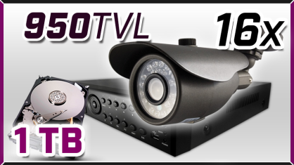 monitoring 16x kamera ESBR-1081ICR, rejestrator ES-DVR5116, dysk 1TB, akcesoria