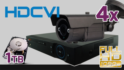 monitoring HDCVI 4x kamera ESBR-CV1500-2,8-12IR70, rejestrator PR-HCR5104, dysk 1TB, akcesoria