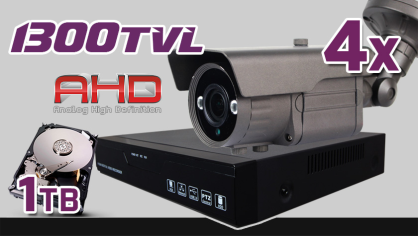 monitoring AHD 4x kamera ESBR-A1500/2.8-12IR70, rejestrator ES-AHD7804, dysk 1TB, akcesoria