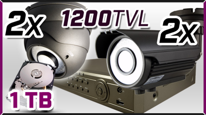 monitoring 2x kamera ESDR-1400/2.8-12, 2x kamera ESBR-1400/2.8-12, rejestrator ES-DVR5004, dysk 1TB, akcesoria