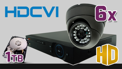 monitoring HDCVI 6x kamera ESDR-CV1020, rejestrator PR-HCR5108, dysk 1TB, akcesoria