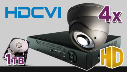 monitoring HDCVI 4x kamera ESDR-CV1220/2.8-12, rejestrator PR-HCR5104, dysk 1TB, akcesoria