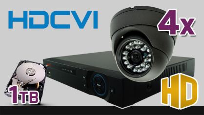monitoring HDCVI 4x kamera ESDR-CV1020, rejestrator PR-HCR5108, dysk 1 TB, akcesoria