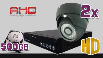 monitoring AHD, 2x kamera ESDR-1084, rejestrator cyfrowy AHD 4-kanałowy ES-AHD7804, dysk 500GB, akcesoria