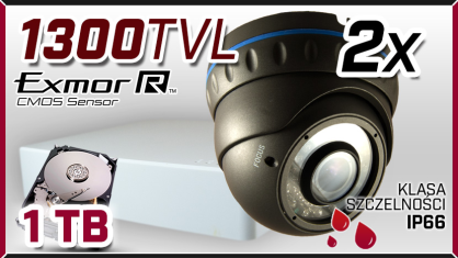 monitoring 2x kamera AHD-907, rejestrator ES-DVRA6104B, dysk 1TB, akcesoria