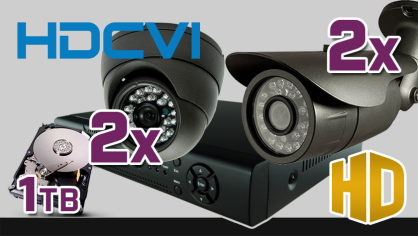 monitoring HDCVI 2x kamera ESDR-CV1020, 2x kamera ESBR-CV1620, rejestrator PR-HCR5104, dysk 1TB, akcesoria