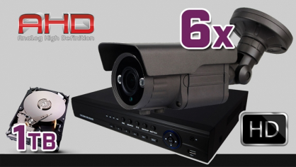 monitoring AHD 6x kamera ESBR-A1500/2.8-12, rejestrator ES-AHD7908, dysk 1TB
