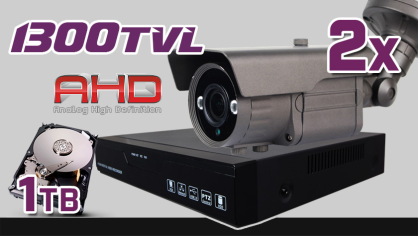 monitoring 2x kamera ESBR-A1500/2,8-12IR70, rejestrator ES-AHD7804, dysk 1TB, akcesoria