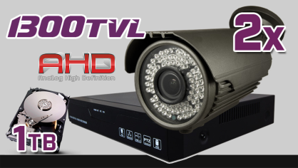 monitoring 2x kamera ESBR-A1296/2.8-12 IR60, rejestrator ES-AHD7804, dysk 1TB, akcesoria