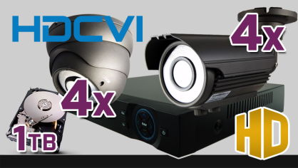 monitoring HDCVI 4x kamera ESDR-1072-2,8-12, 4x kamera ESBR-1072-2,8-12, rejestrator PR-HCR5108, dysk 1TB, akcesoria