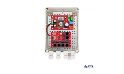 IP-5-11-M2 Zestaw do 5 kamer IP, w obudowie zewnętrznej ABOX-M2, zasilacz 96W, switch PoE 6 portowy 10/100Mbps (5xPoE + 1xUplink), bezpieczniki elektroniczne, tryb Long Range, typu IP-5-11-M2