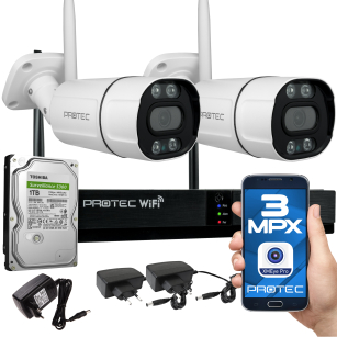 Zestaw do monitoringu bezprzewodowego WiFi 2 kamery 3Mpx, IR 30m