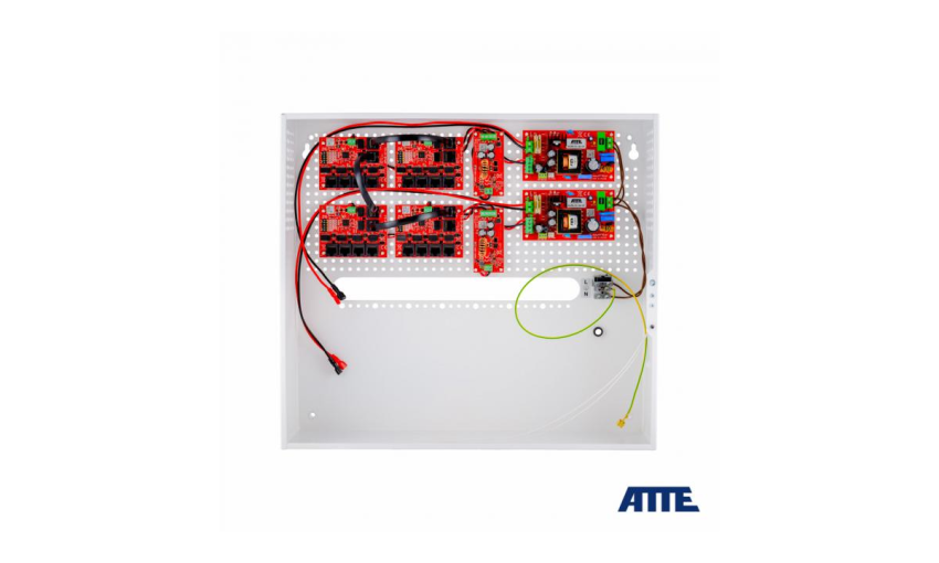 IPUPS-17-11-H Zestaw buforowy do 17 kamer IP, w obudowie wewnętrznej ABOX-H (2x AKU 18Ah + NVR), zasilacz 144W (2x 72W), switch PoE 18 portowy 10/100Mbps (17xPoE + 1xUplink), bezpieczniki elektroniczne, tryb Long Range, typu IPUPS-17-11-H