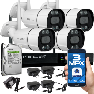 Zestaw do monitoringu bezprzewodowego WiFi 4 kamery 3Mpx, IR 30m