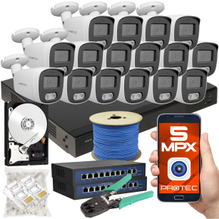 Cyfrowy zestaw do monitoringu IP - 16 kamer 5 Mpx, dysk 4 TB, zasilanie PoE