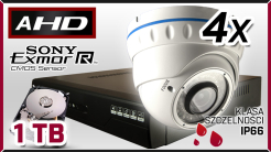 monitoring 4x kamera AHD 907-B, rejestrator AHD-04CH, dysk 1TB, akcesoria