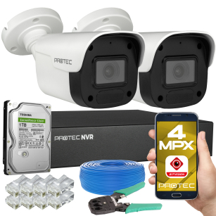 Zestaw monitoringu IP 2 kamery 4Mpx z mikrofonem, IR 25m, dysk