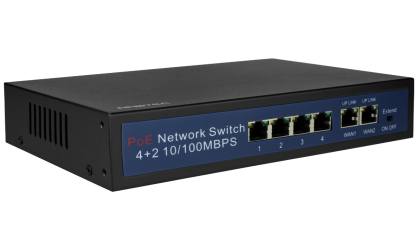 Switch PoE PR-S64 4 portowy (4× PoE + 2× Uplink)